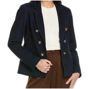 Jones New York Women's Blue Denim Faux Double-Breasted Jacket Petite Size PXL